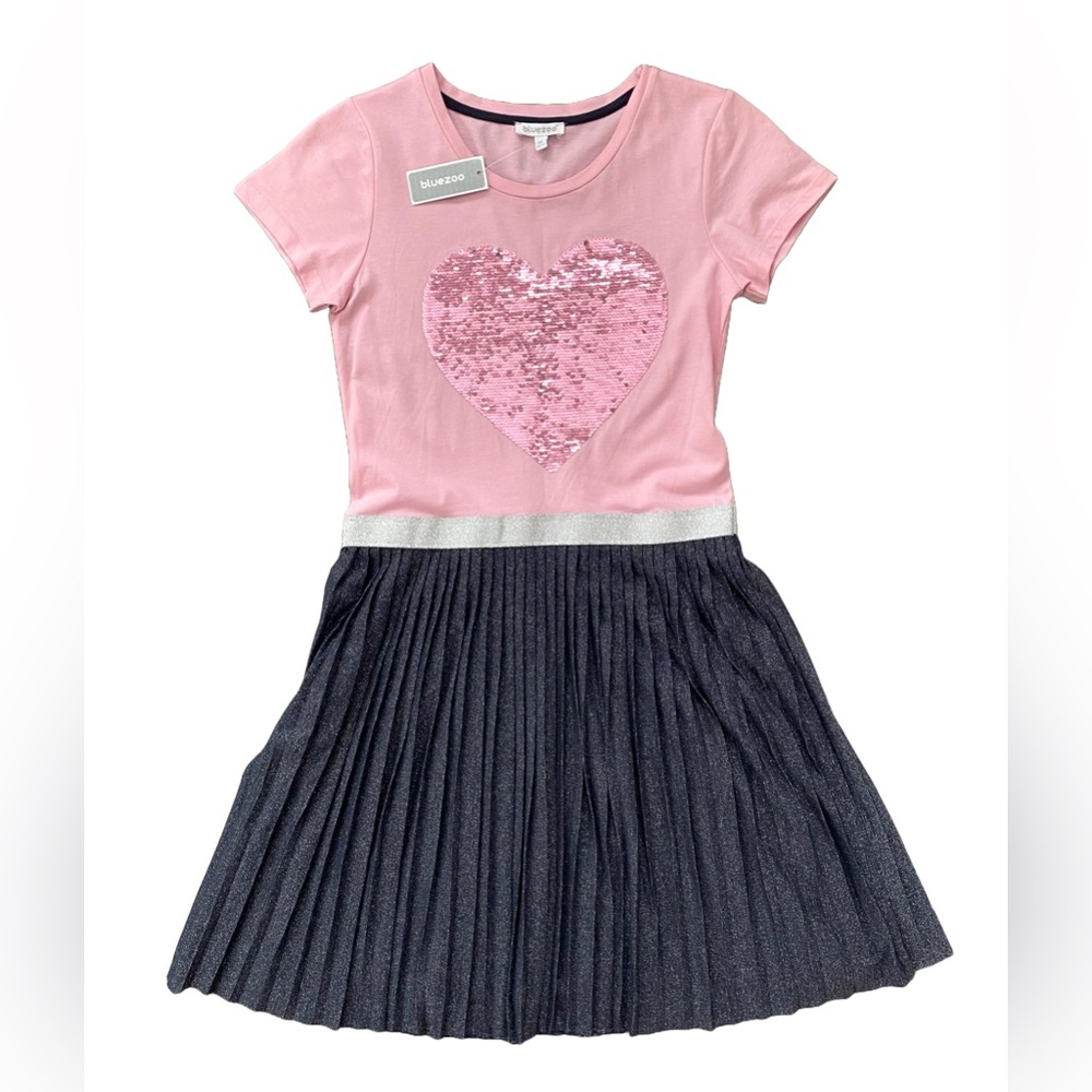 Bluezoo Heart Sequin Pleated Dress Big Kids Size 12-13yrs